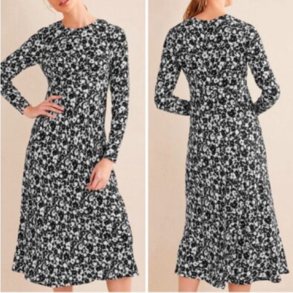 Boden Monochrome Floral Midi Dress